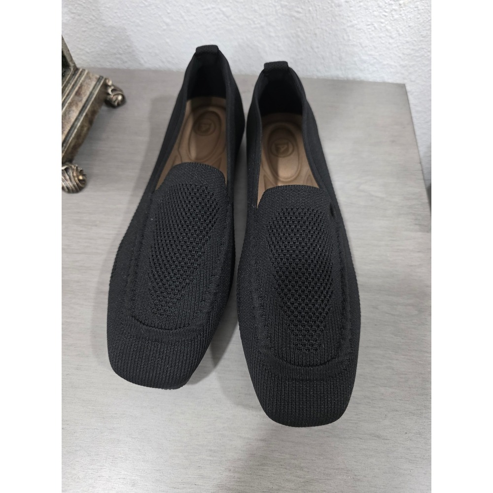 Comfortable Black Knit Loafer Flats Women Casual Walking Slip On Shoes Size  6.5